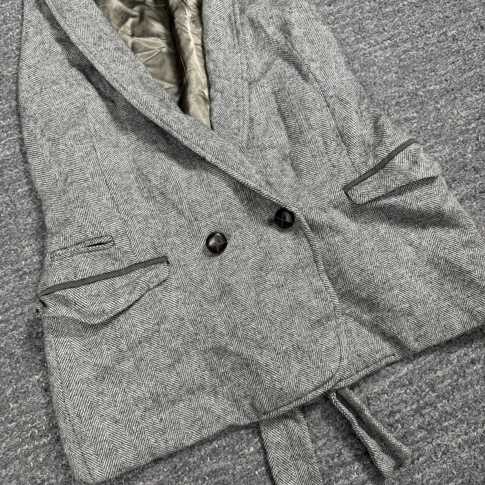 Gap Vest Women Large Brown Herringbone Double Breasted Wool Blend Y2K Waist Coat
